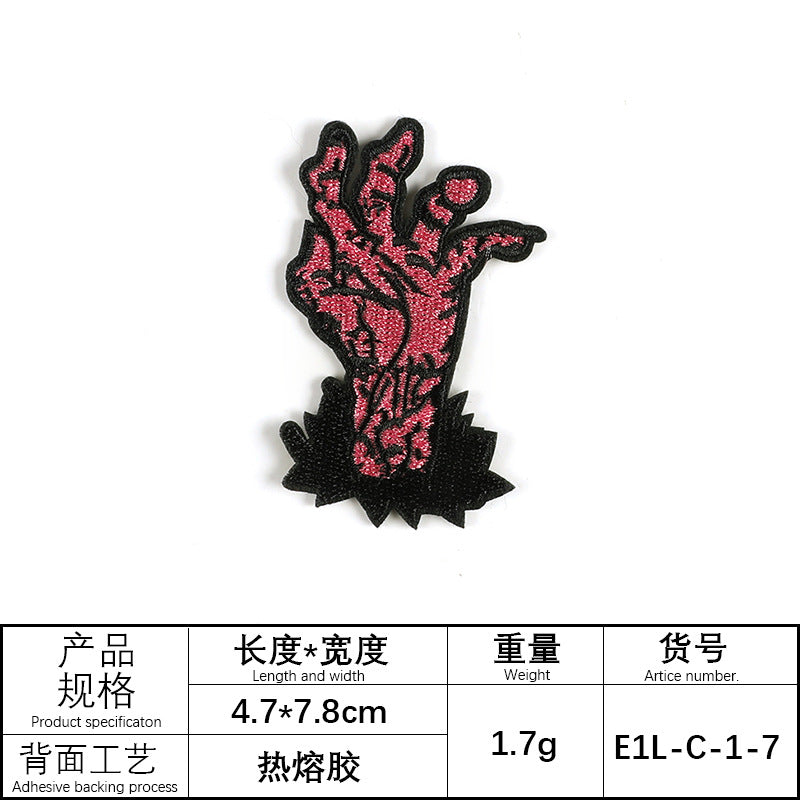 Wholesale Computer embroidery heart shaped skull patch embroidery cloth patch